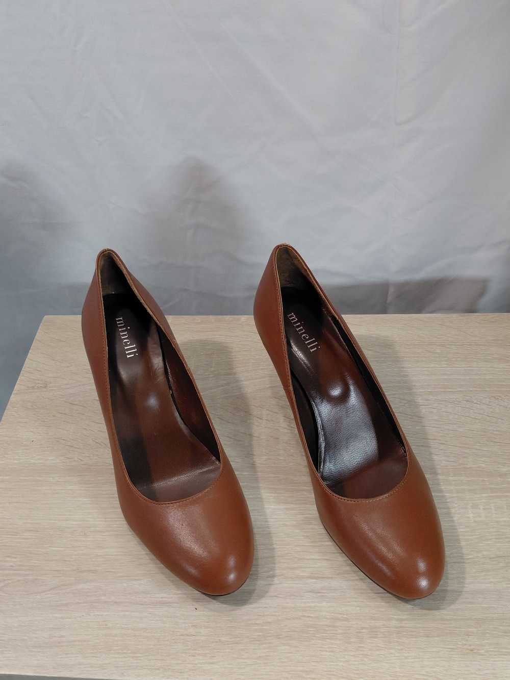 Minelli Brown Leather Round-Toe Pumps size 40